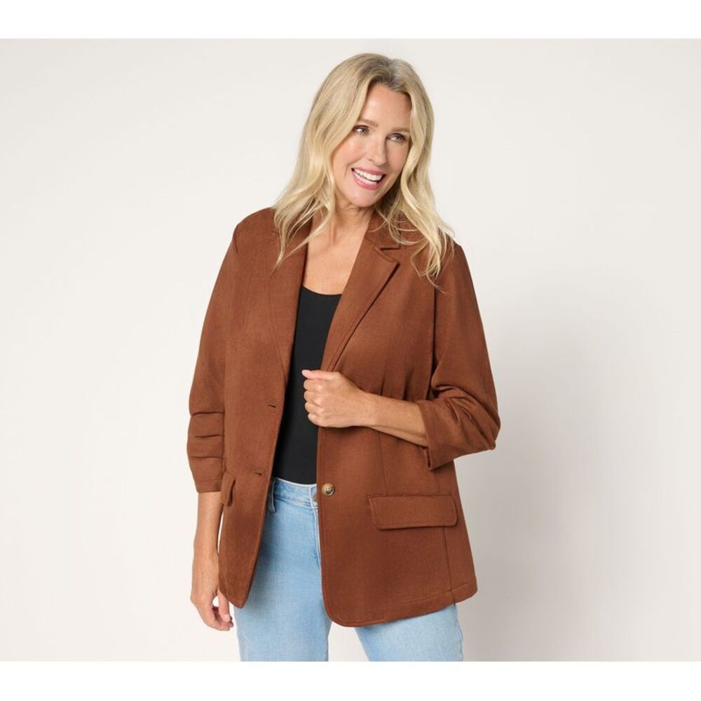 Ree by The Pioneer Woman Women's Jacket Sz L Pier Suede Brown Smooth A703857